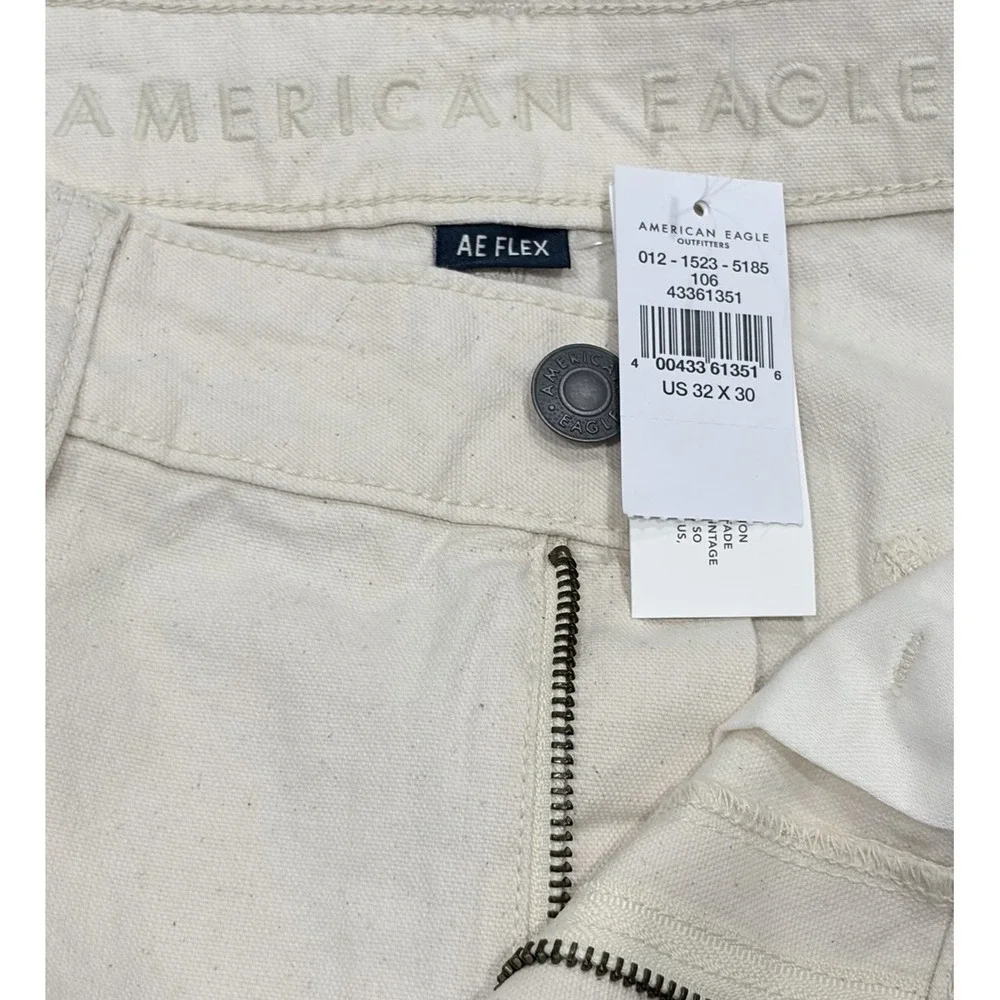 American Eagle Carpenter Relaxed Loose Fit Pants Mens 32x30 Cream Utility Y2K